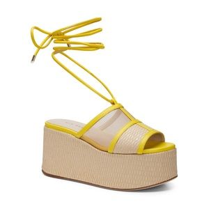 Mia Becar Ines Platform 85. Yellow. Size 7.